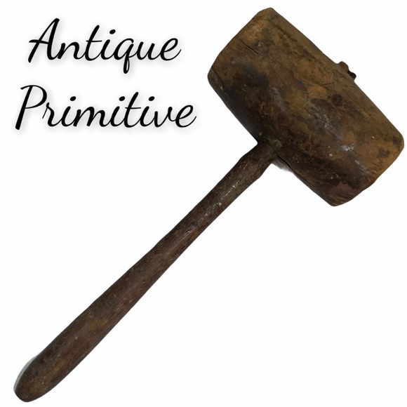 Primitive Wooden Mallet Handmade Vintage Antique Kitchen Utensil Farmhouse Decor